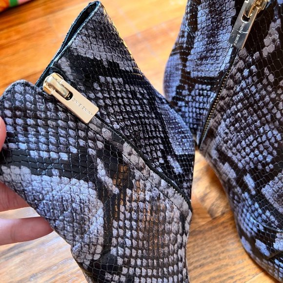 Anine Bing Ava Snake Embossed Kitten Heel Booties 37 / US 7 - Picture 6 of 12